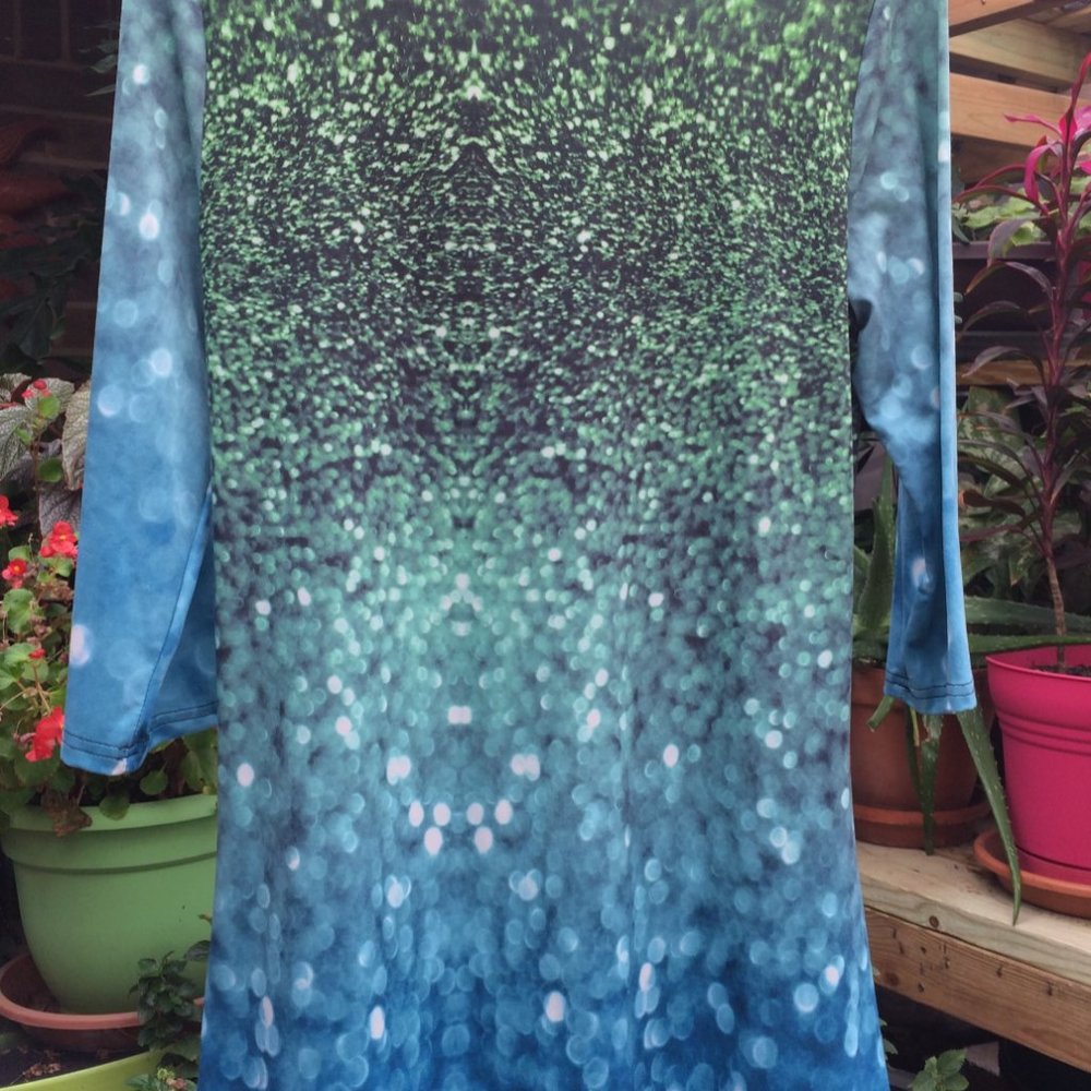 Azalea Green-Blue Printed Tunic Large